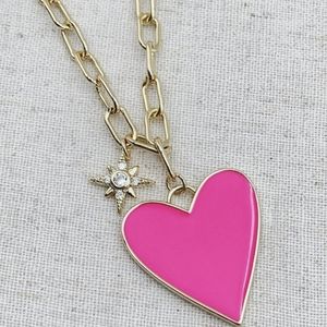 Enamel Heart / Star Necklace